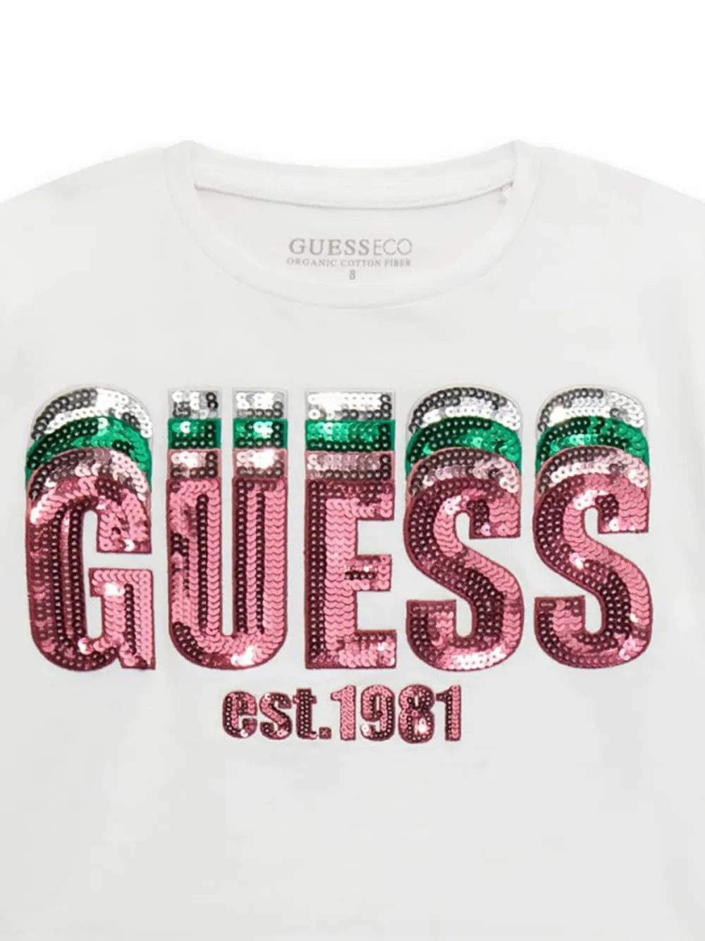 guess kids T-shirt met pailletten Wit
