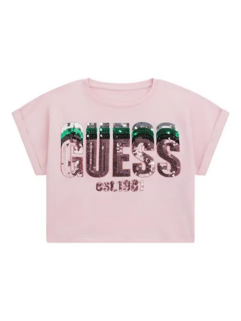 guess kids playera con detalles de lentejuelas