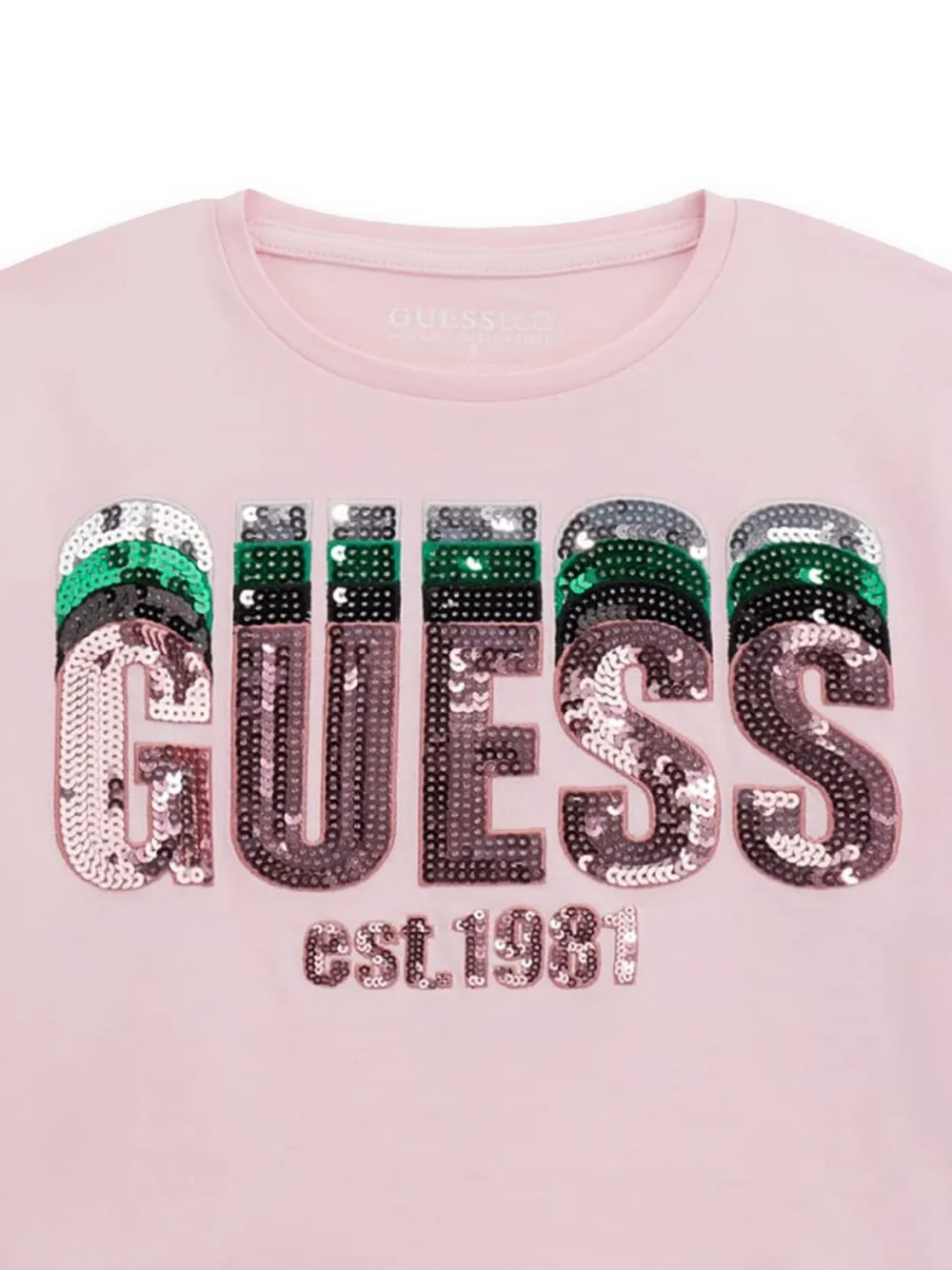 guess kids T-shirt met pailletten Roze