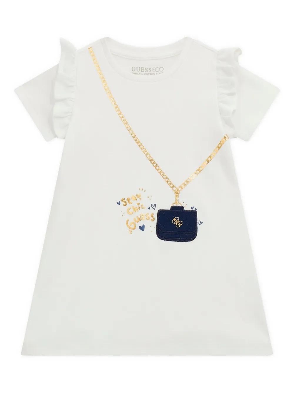 Guess kids Jurk met schakelketting Wit