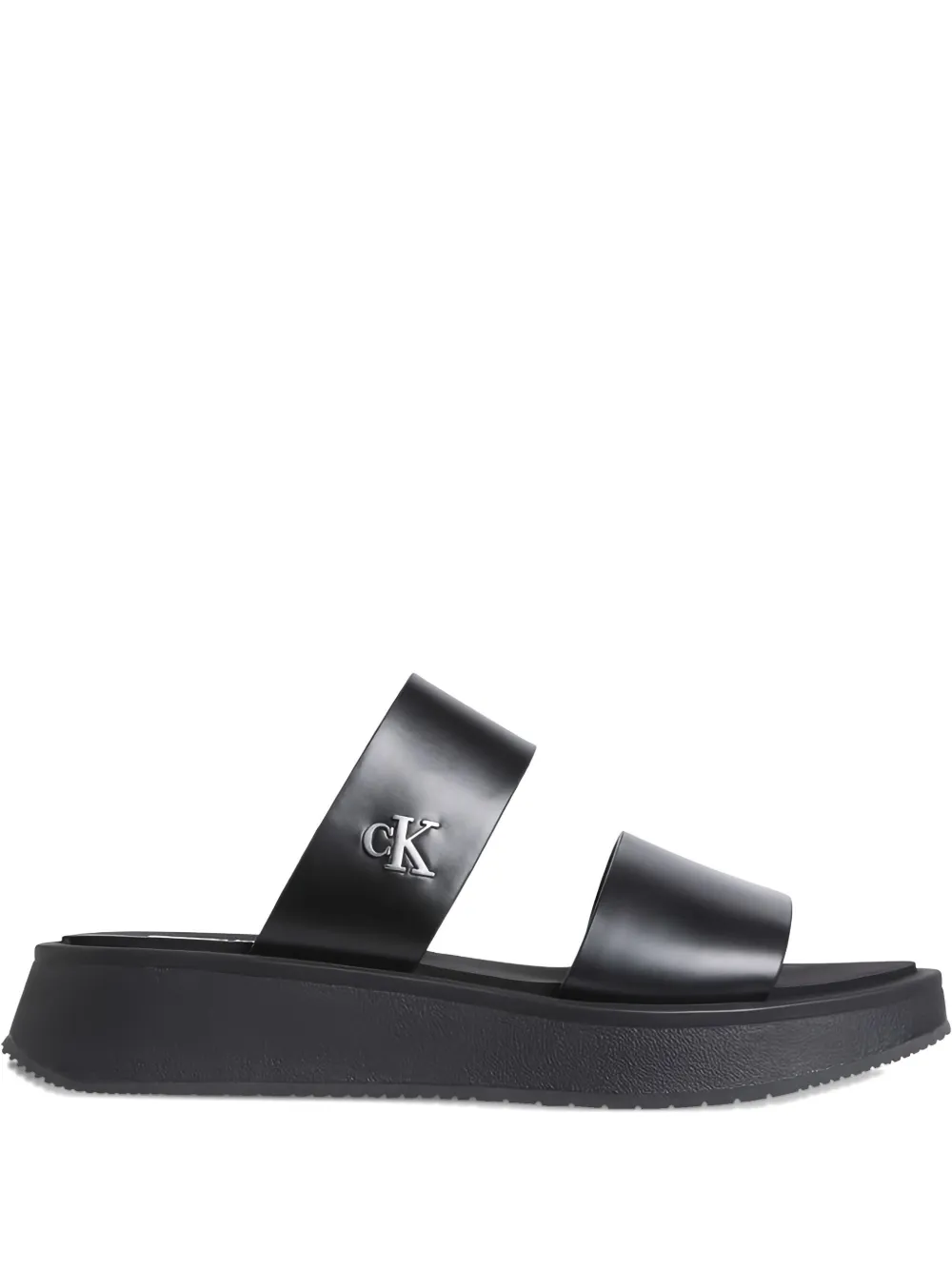 Calvin Klein Jeans double-strap platform flat sandals Black