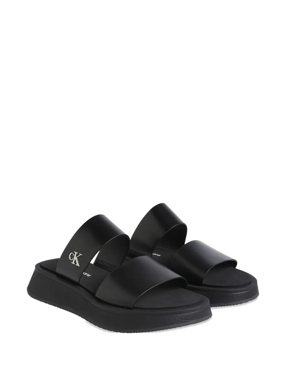 Calvin Klein Jeans double-strap platform flat sandals Black