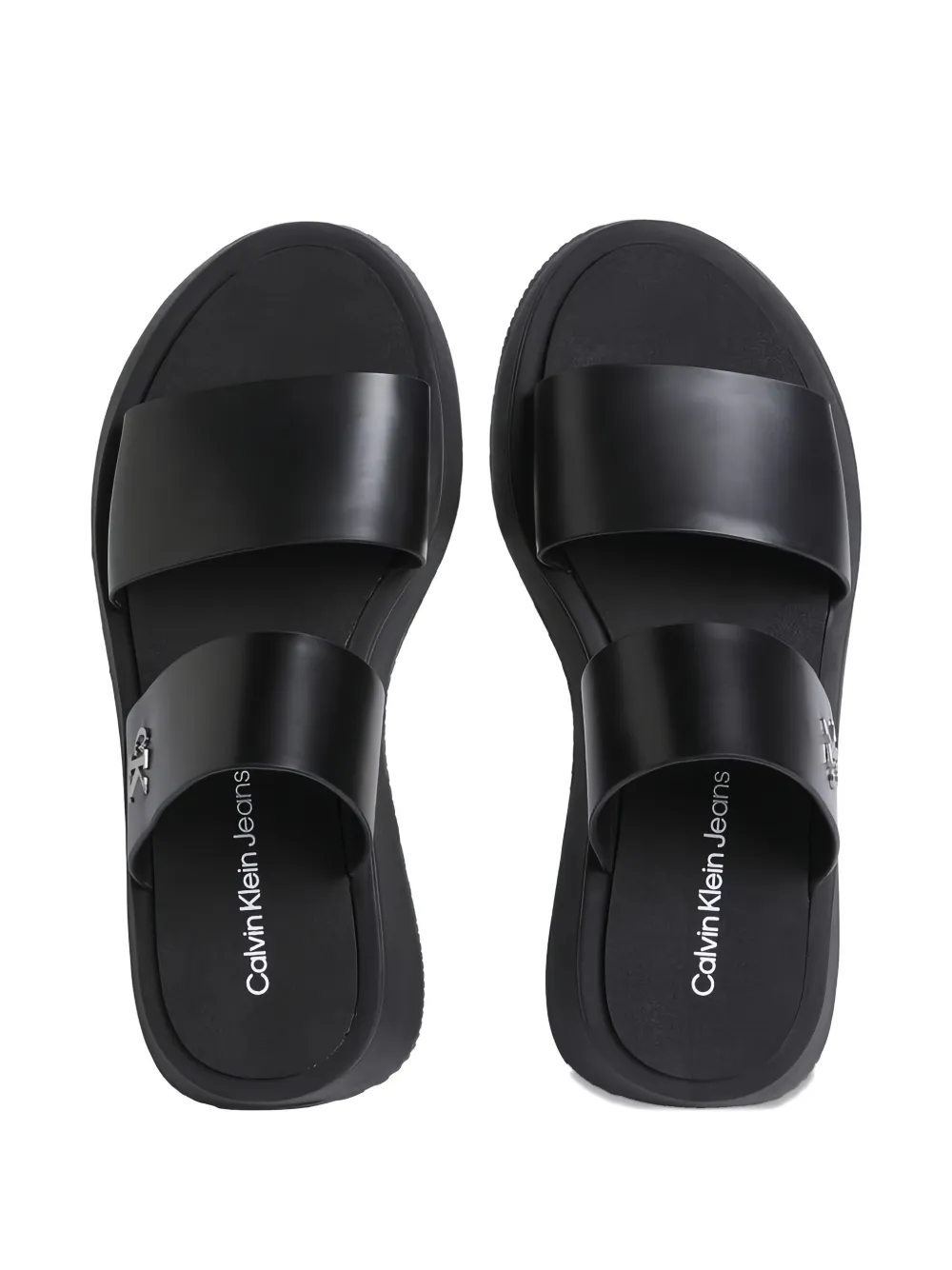 Calvin Klein Jeans double-strap platform flat sandals Black