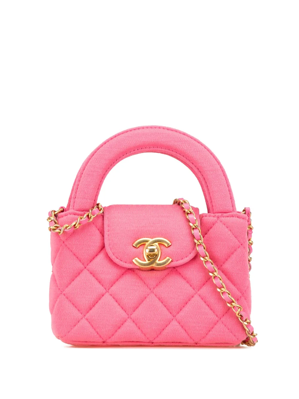 CHANEL Pre-Owned 2021-2024 Mini Nano Jersey Kelly Shopper Bag satchel | Pink | Image 1