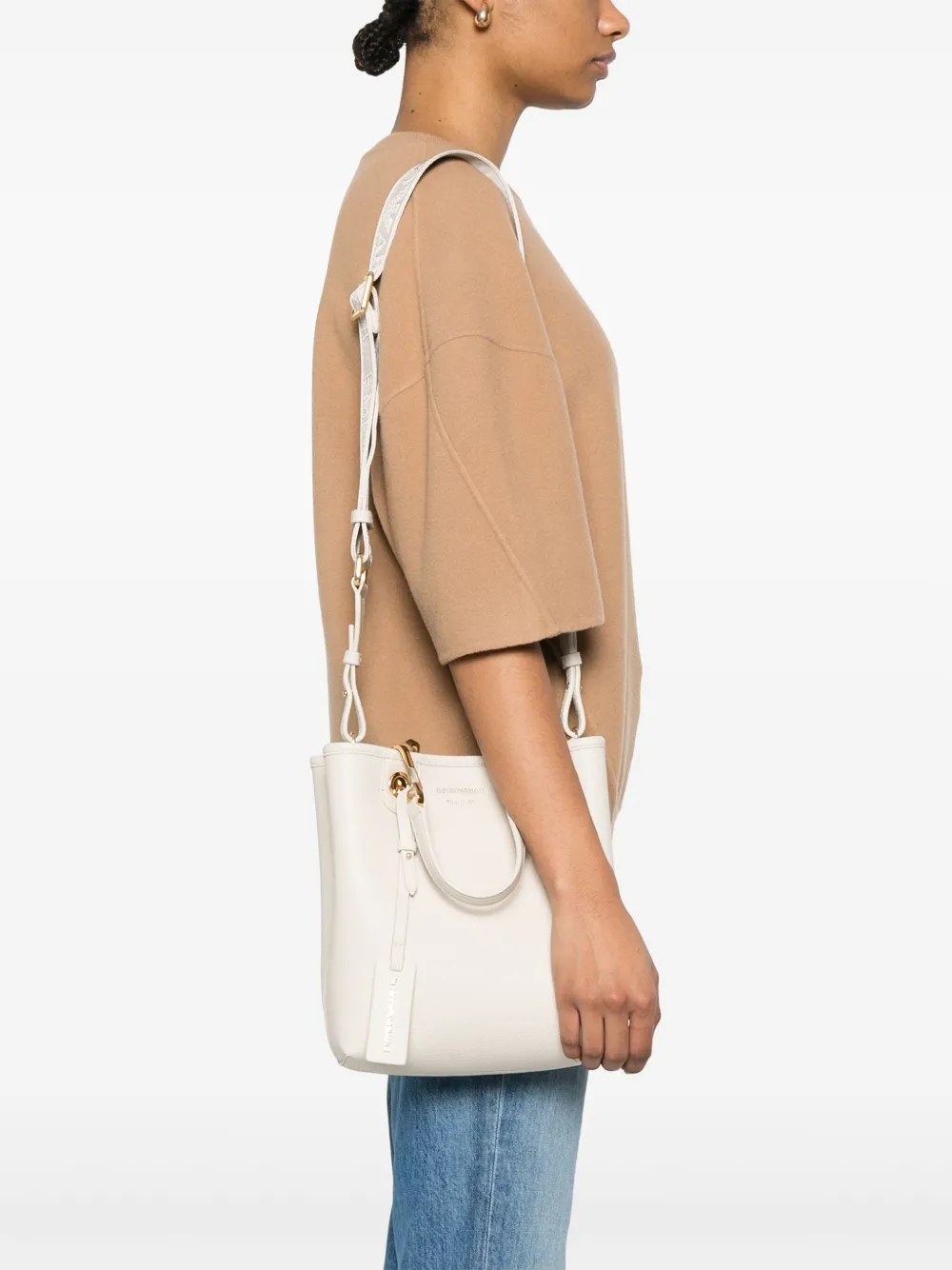 Emporio Armani Shopper met logo jacquard - Beige