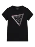 guess kids sequin-logo organic cotton t-shirt - Black