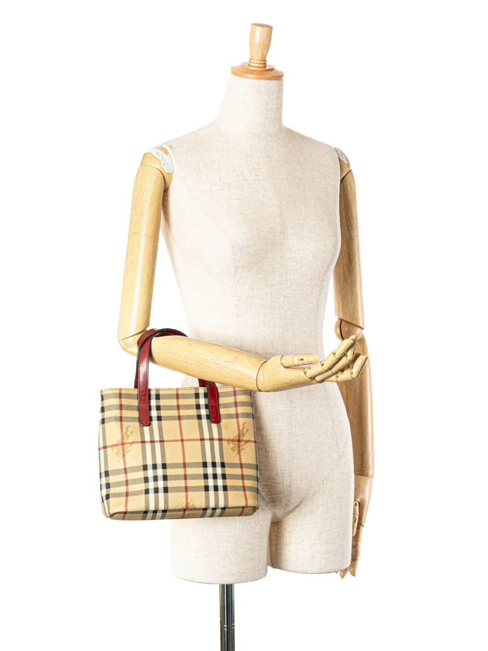 Burberry Pre-Owned 2000-2017 Haymarket geruite gecoate canvas shopper - Bruin