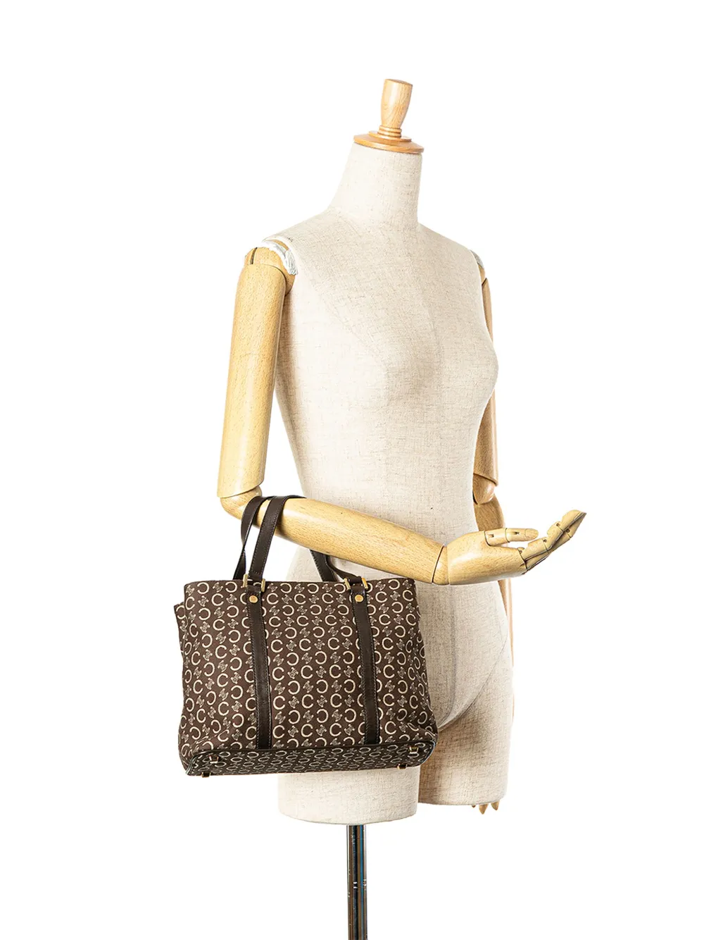 Céline Pre-Owned 1900s C Macadam canvas handtas - Bruin