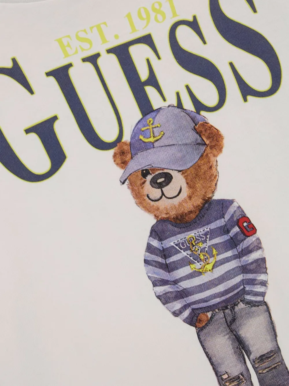 guess kids Katoenen T-shirt met teddybeerprint Wit