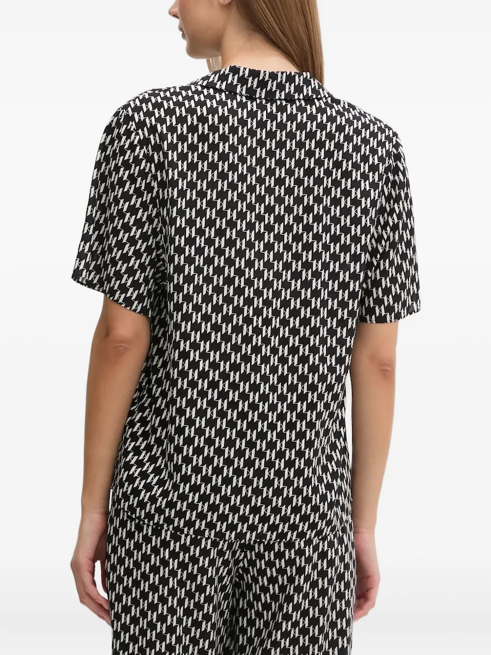 Karl Lagerfeld Geometric-print Shirt In Gray