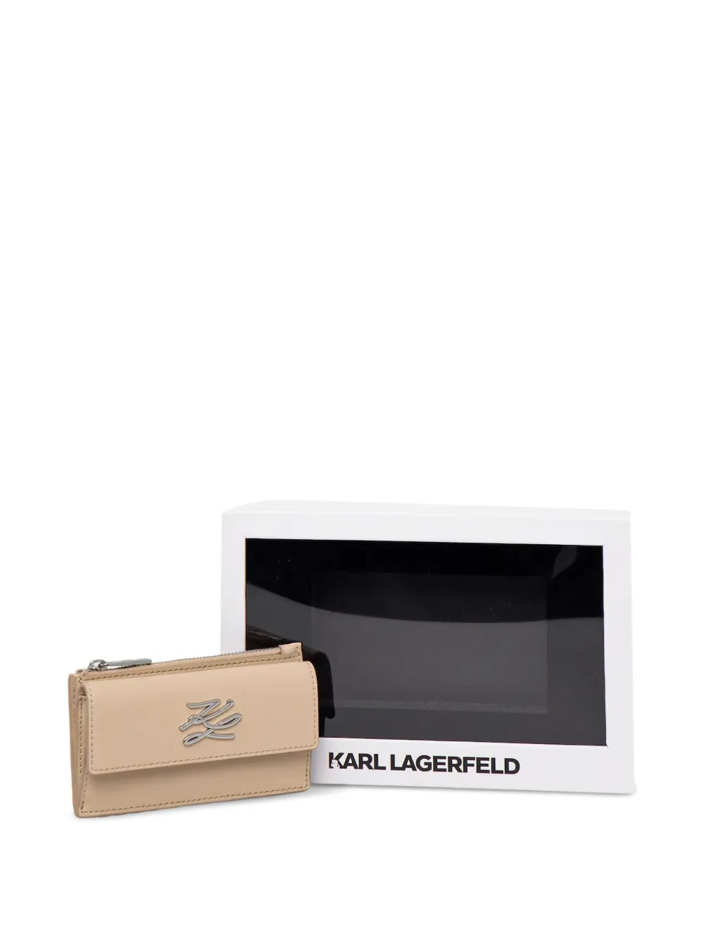 Karl Lagerfeld logo-plaque wallet Beige