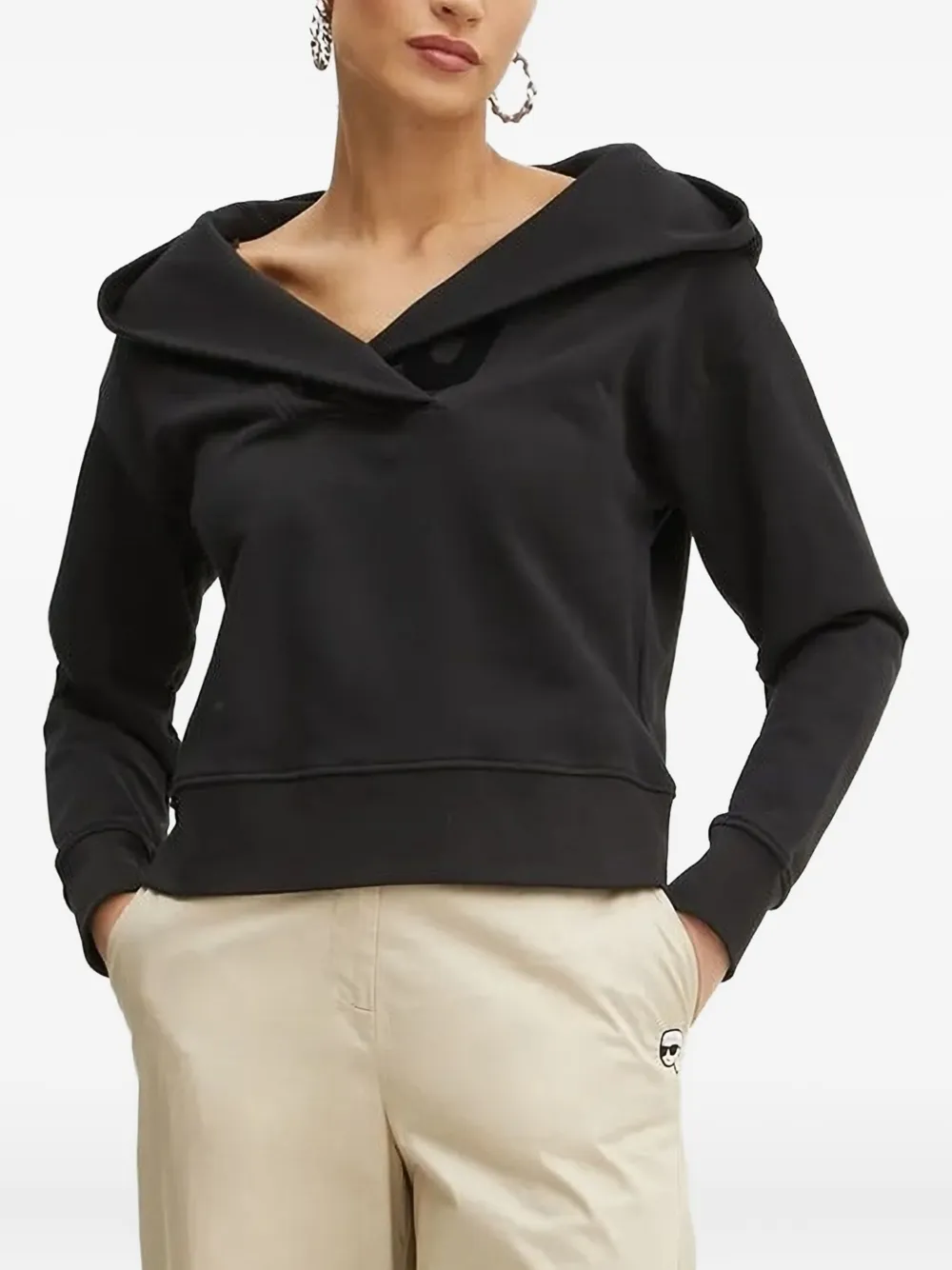 Karl Lagerfeld Hoodie met logo-jacquard Zwart