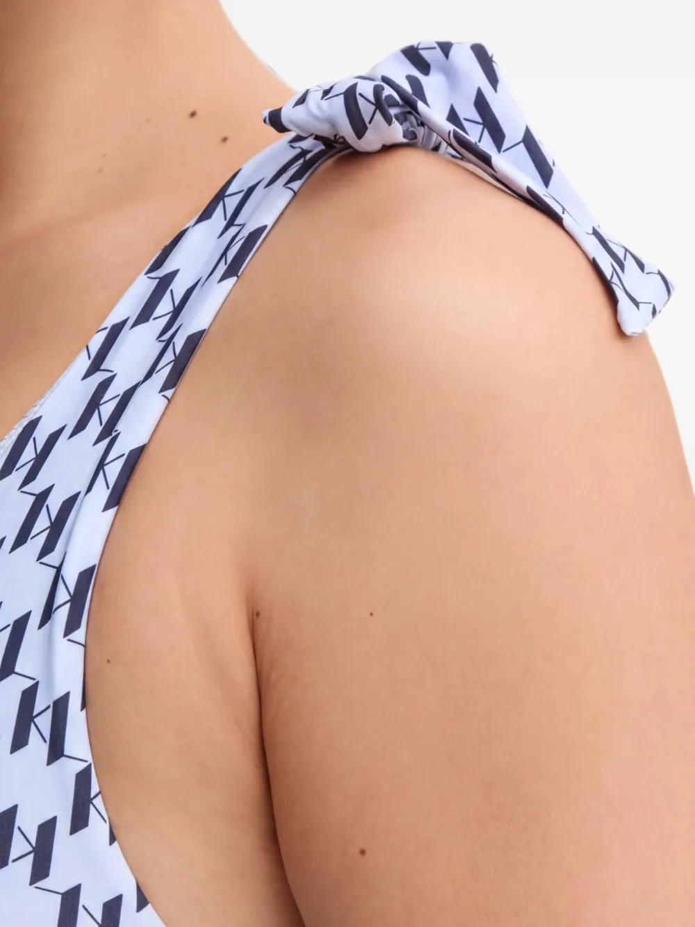 Karl Lagerfeld Asymmetrisch badpak met monogram Blauw