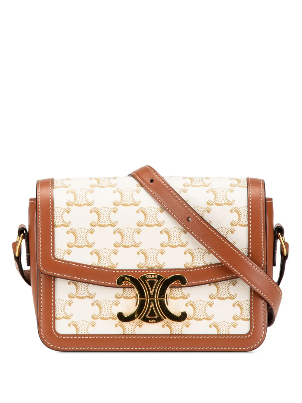 Céline Pre-Owned 2021 ティーン コーテッドキャンバス トリオンフ ショルダーバッグ - ホワイト Céline Pre-Owned 2021 ティーン コーテッドキャンバス トリオンフ ショルダーバッグ - ホワイト