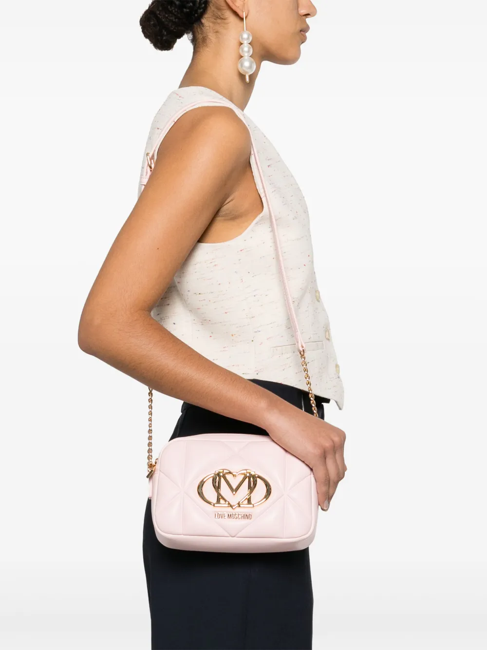 Love Moschino Crossbodytas met logoplakkaat - Roze