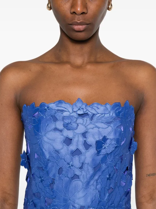 costarellos blue dress COSTARELLOS: Kelsey Silk Chiffon Dress