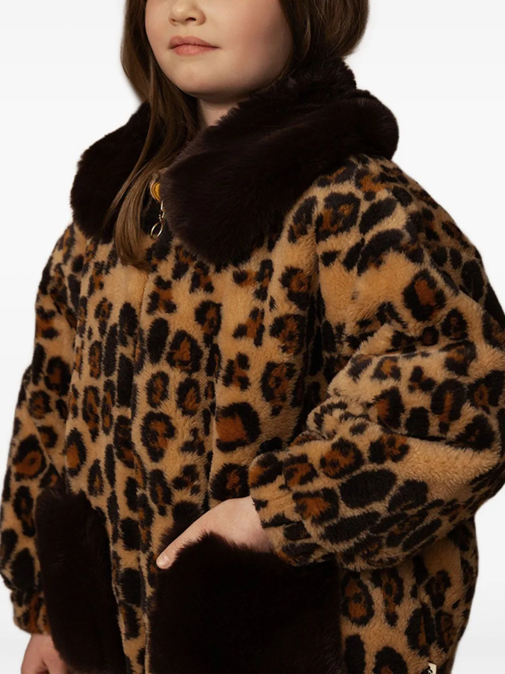 Mini Rodini Jack met luipaardprint en imitatiebond Bruin