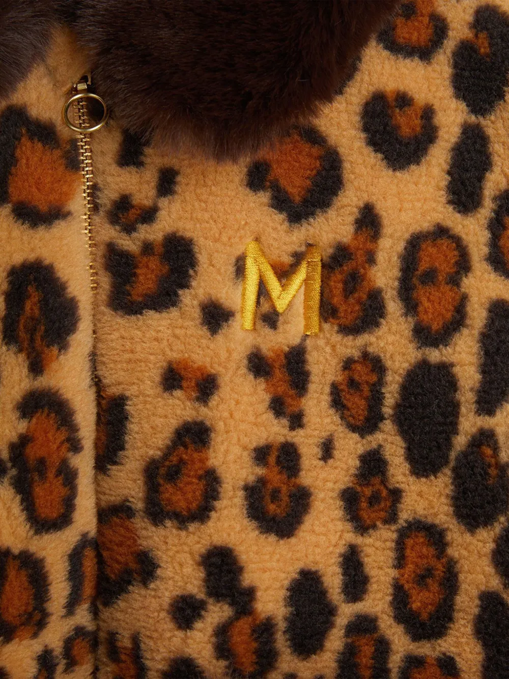 Mini Rodini Jack met luipaardprint en imitatiebond Bruin