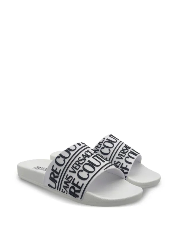 Versace Jeans Couture rubberised-logo Slides | White | FARFETCH