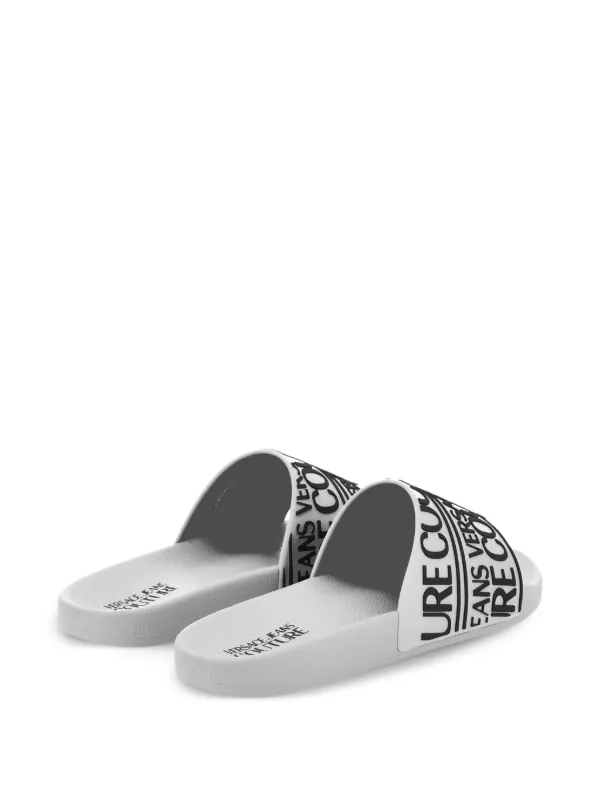 Versace Jeans Couture rubberised-logo Slides | White | FARFETCH