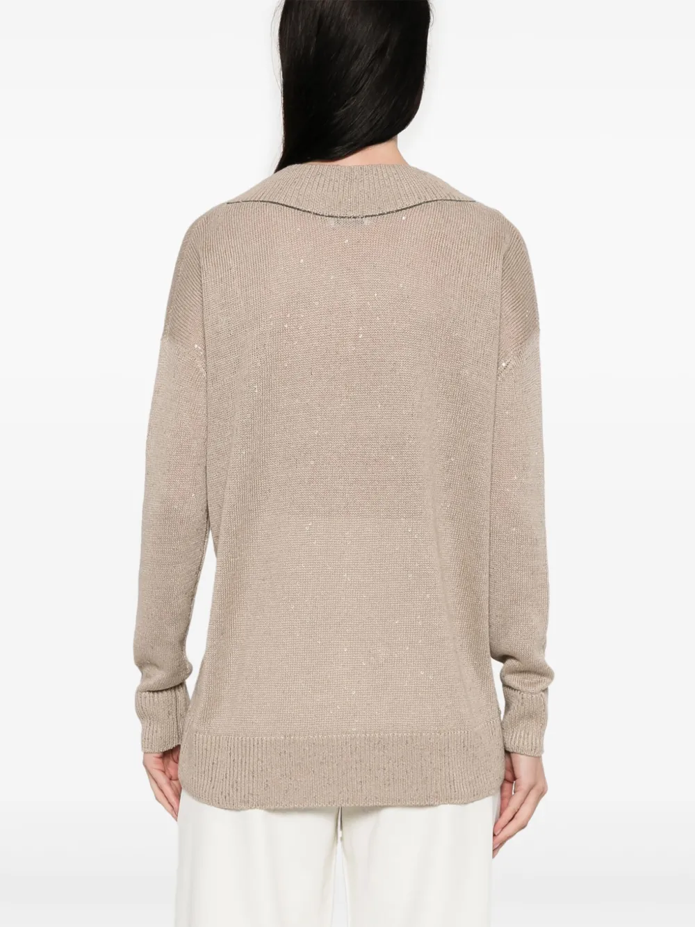 Brunello Cucinelli Trui verfraaid met pailletten Beige