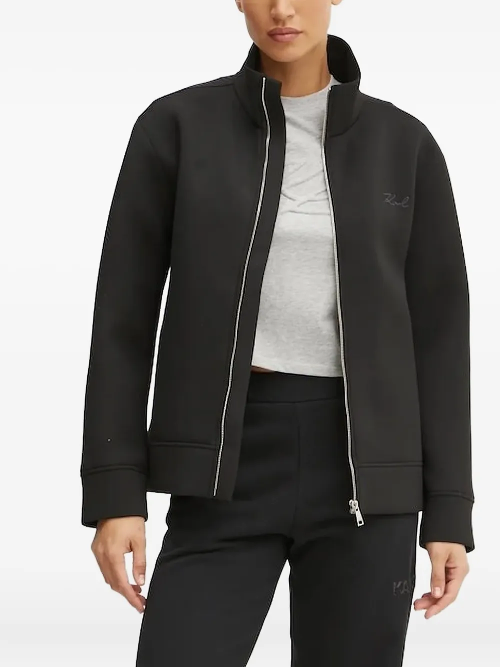 Karl Lagerfeld Zip-up Sweatshirt In Black