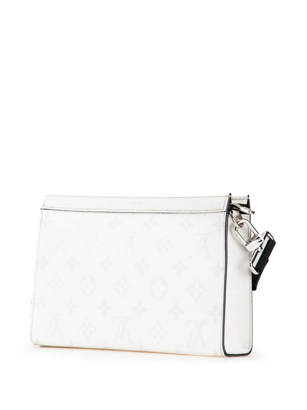 Pre-owned Louis Vuitton 2021-2024 Monogram Taigarama Gaston Wearable Wallet Crossbody Bag In White