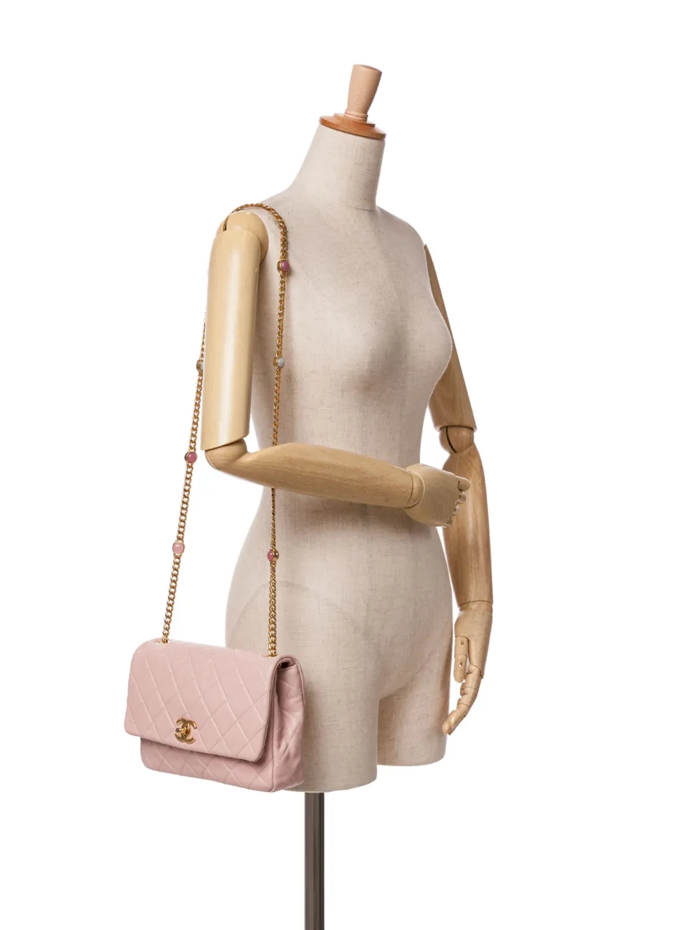 CHANEL Pre-Owned 2021-2024 CC Chain Flap gewatteerde lamsleren crossbodytas - Roze