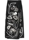 Forte Forte embroidered taffeta midi skirt - Black