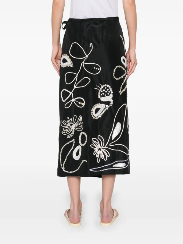 スカート FORTE FORTE Women Mid Skirts 9930 BLACK Black Forte Forte Embroidered Taffeta Midi Skirt | Black | FARFETCH