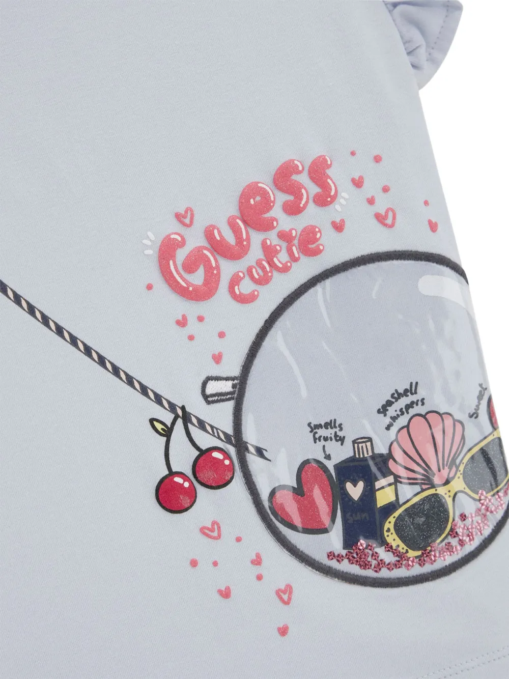 guess kids Katoenen T-shirt met ruchemouwen Blauw