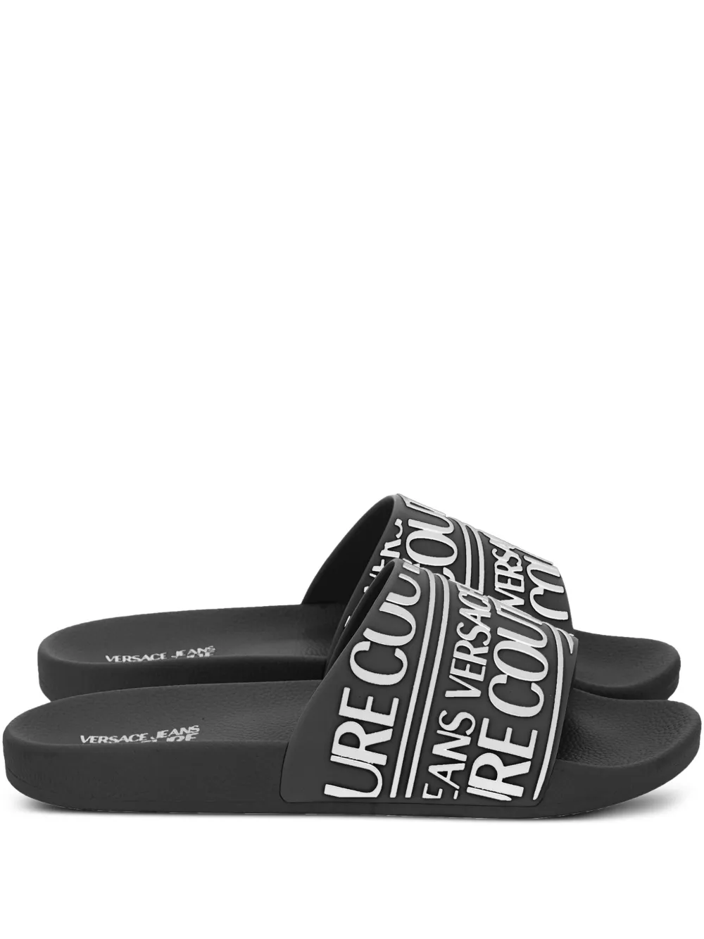 Versace Jeans Couture rubberised-logo slides Black