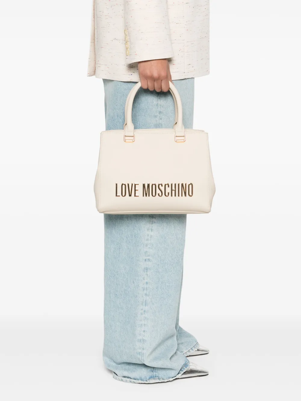 Love Moschino Heuptas met logoplakkaat - Beige