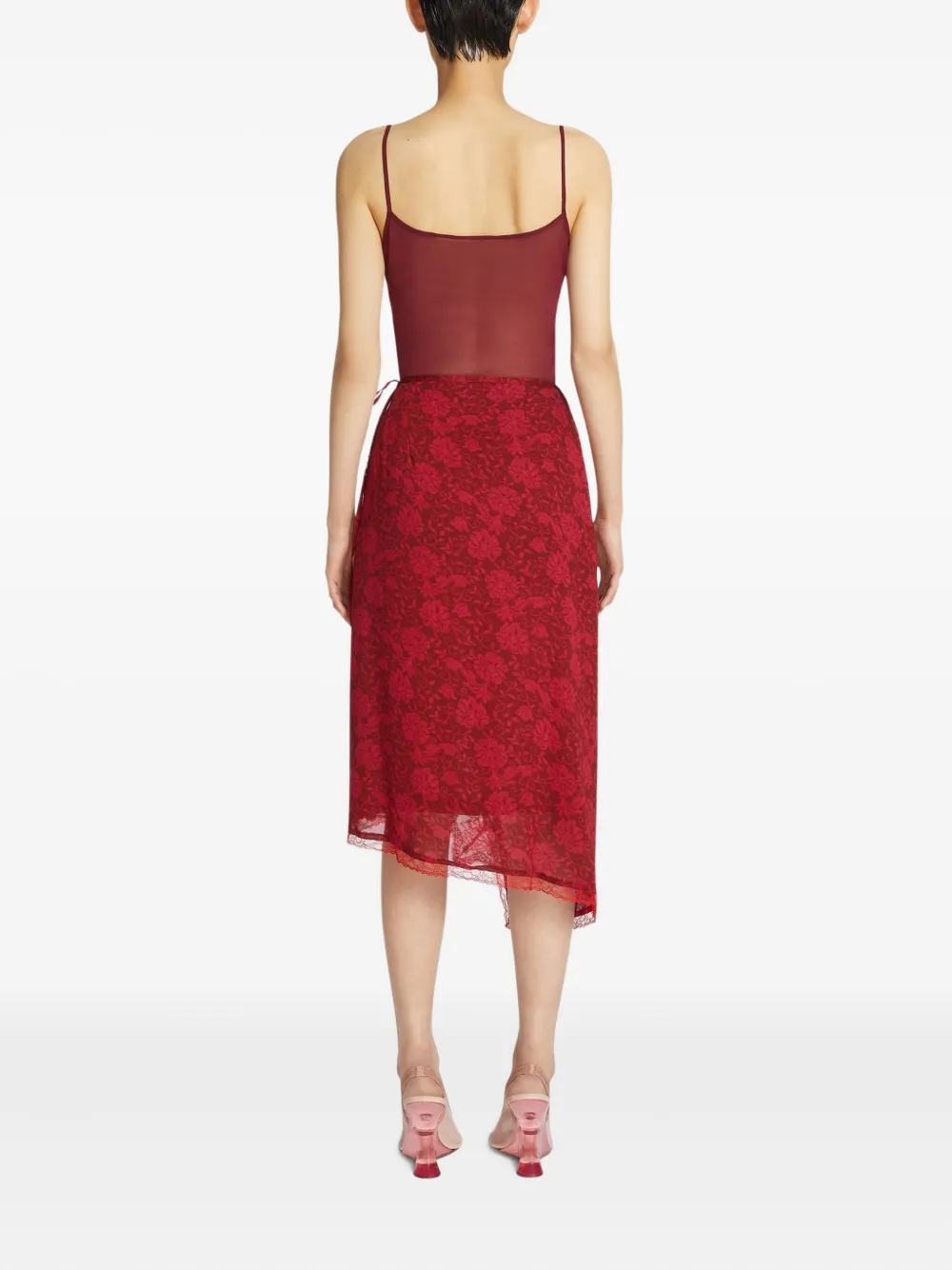 DRIES VAN NOTEN Midi-wikkelrok Rood