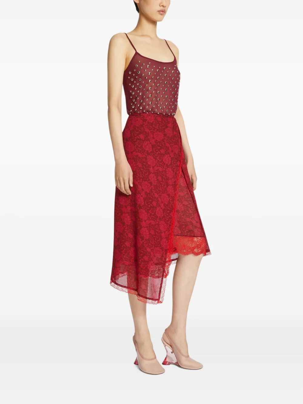 DRIES VAN NOTEN Midi-wikkelrok Rood