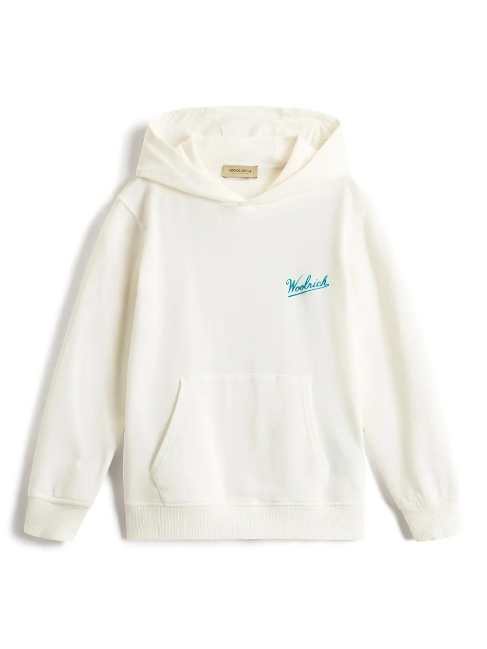 Woolrich flocked-logo hoodie Wit