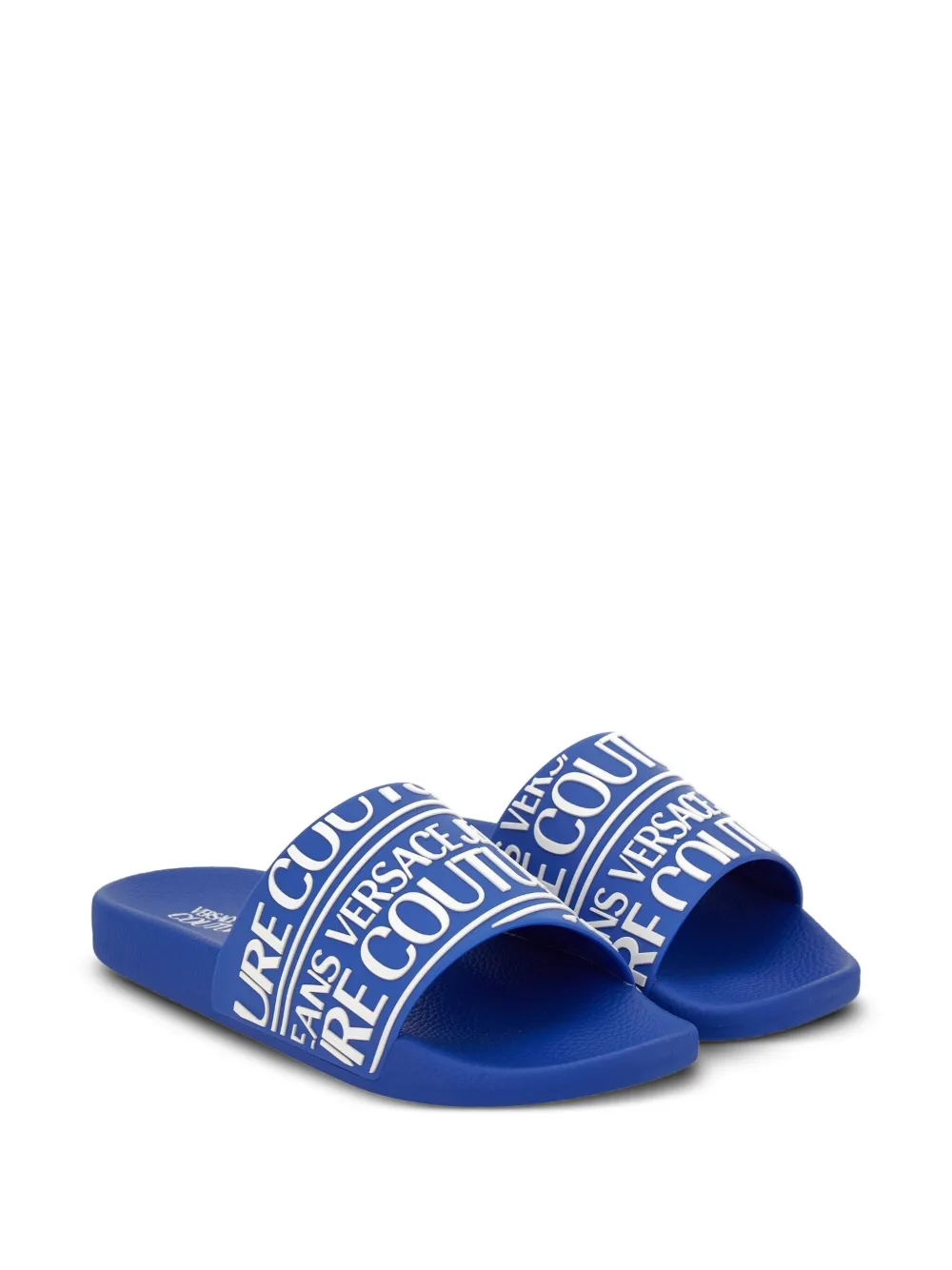 Versace Jeans Couture Slippers met logo-reliëf Blauw