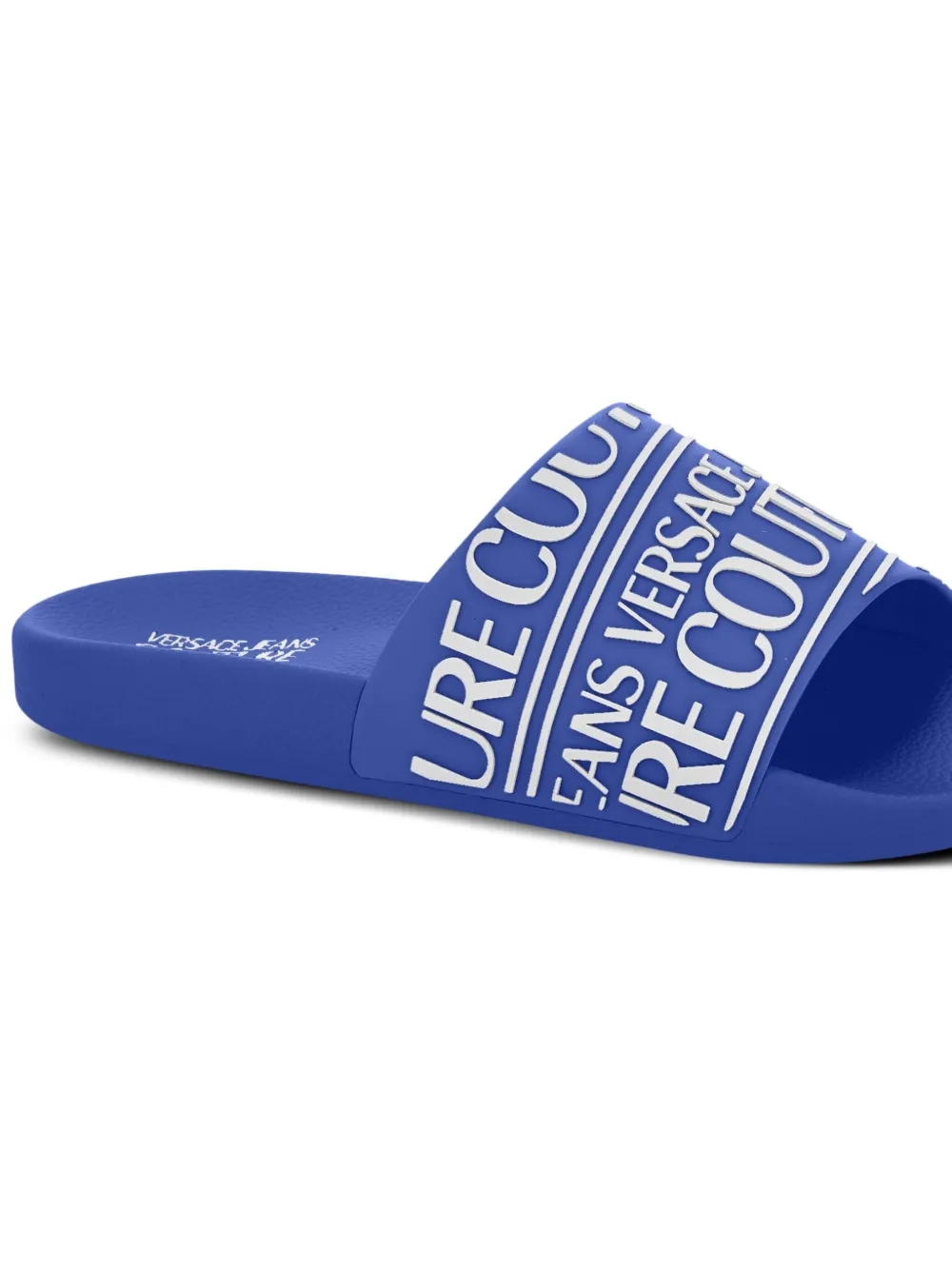 Versace Jeans Couture Slippers met logo-reliëf Blauw