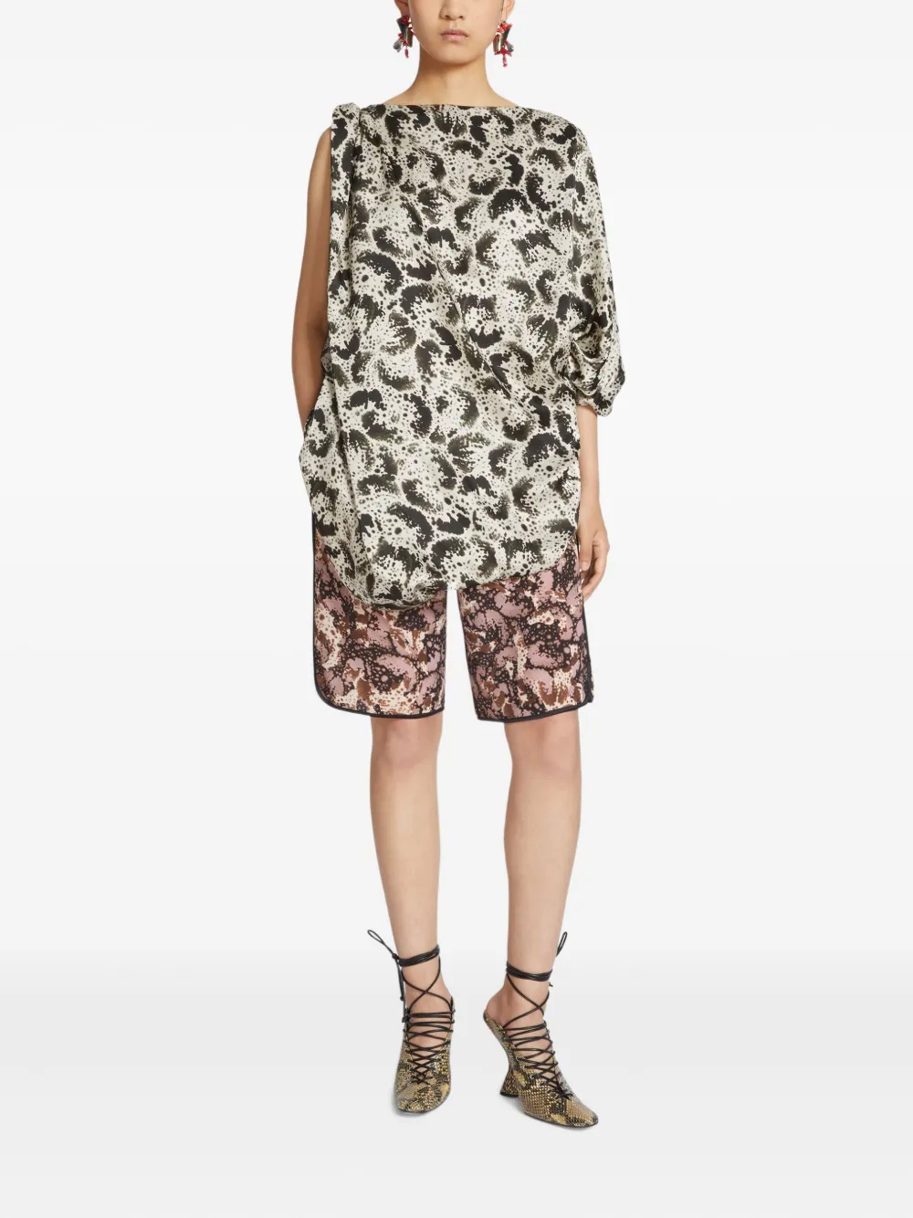 DRIES VAN NOTEN abstract-pattern print top - Wit