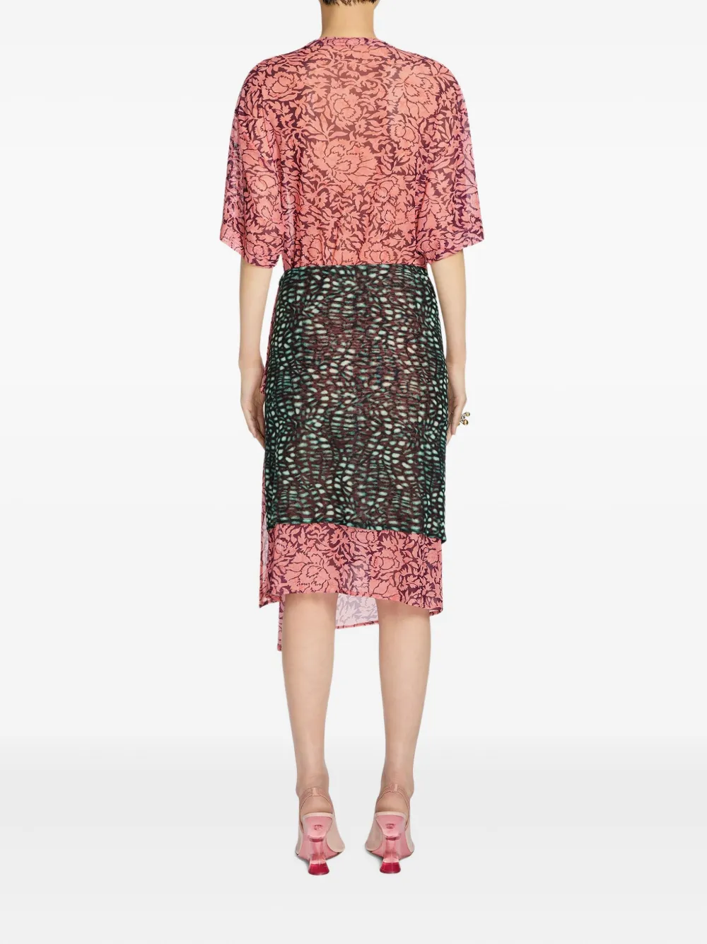 DRIES VAN NOTEN Gelaagde midi-rok Groen