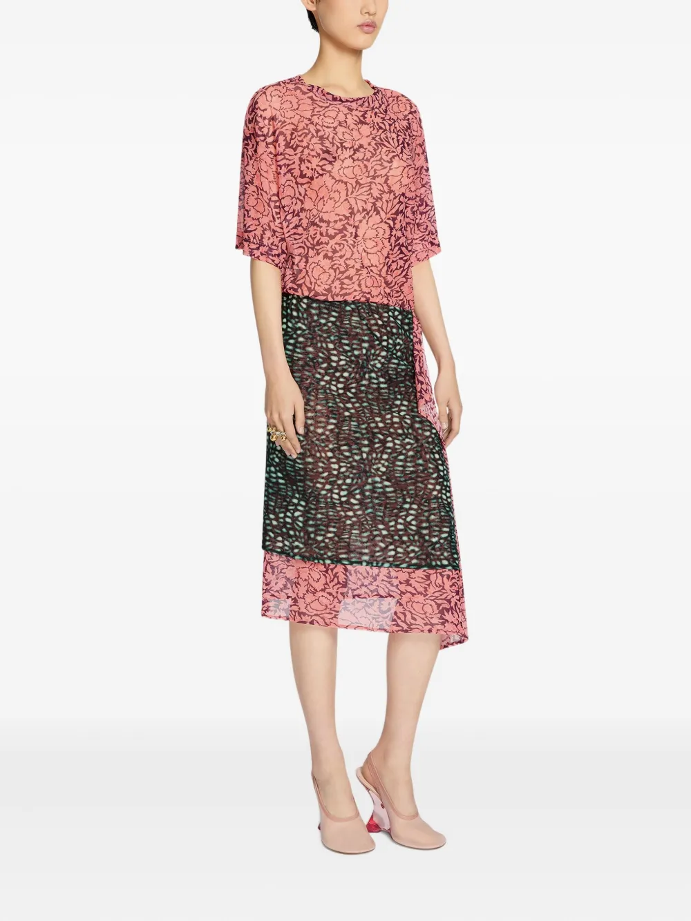 DRIES VAN NOTEN Gelaagde midi-rok Groen