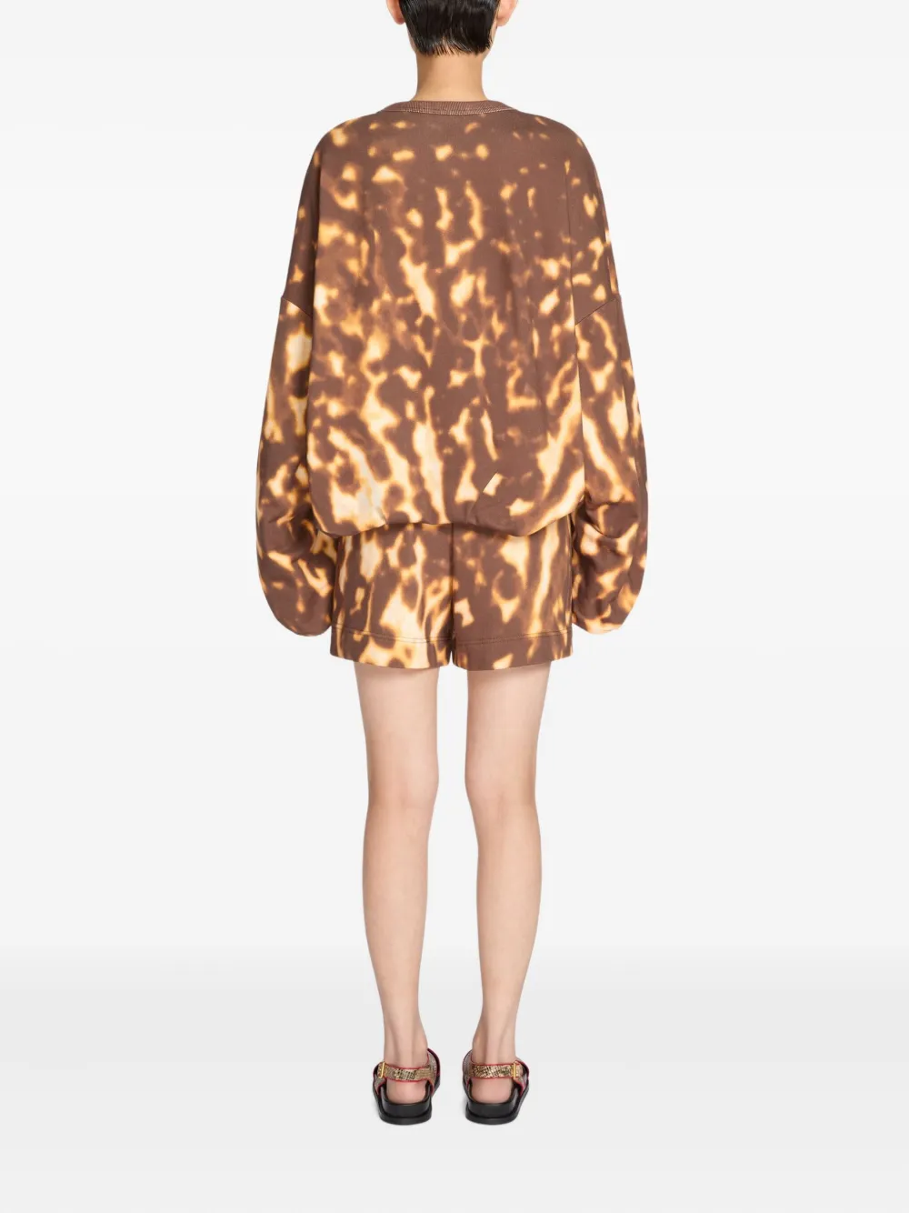 DRIES VAN NOTEN Shorts met tie-dye print Bruin