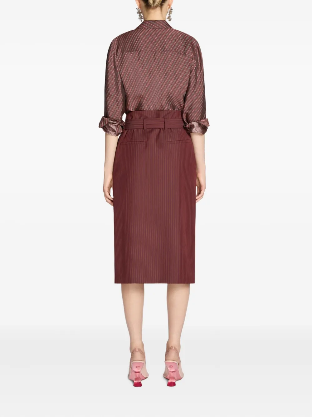 DRIES VAN NOTEN Midi-plooirok Rood