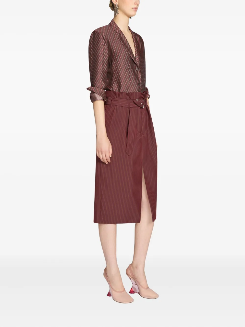 DRIES VAN NOTEN Midi-plooirok Rood