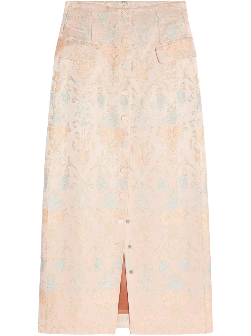 Shop Dries Van Noten Jacquard Midi Skirt In Pink