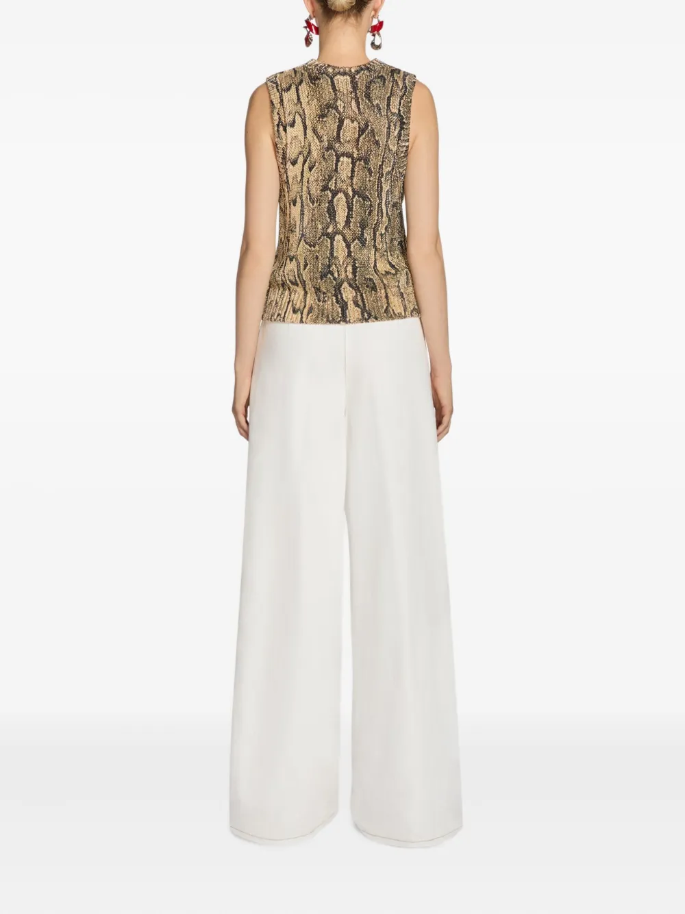 DRIES VAN NOTEN Top met slangenprint Beige