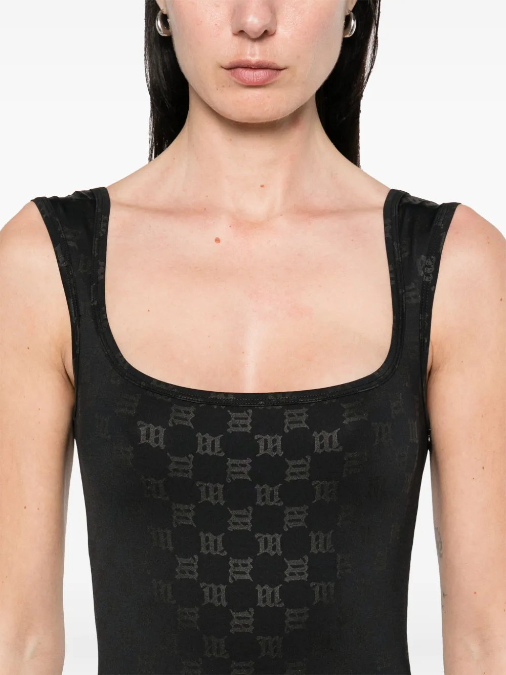 Misbhv Monogram Playsuit In Black