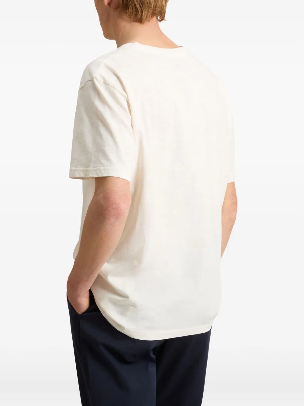 Woolrich T-shirt met slub-textuur en V-hals Wit