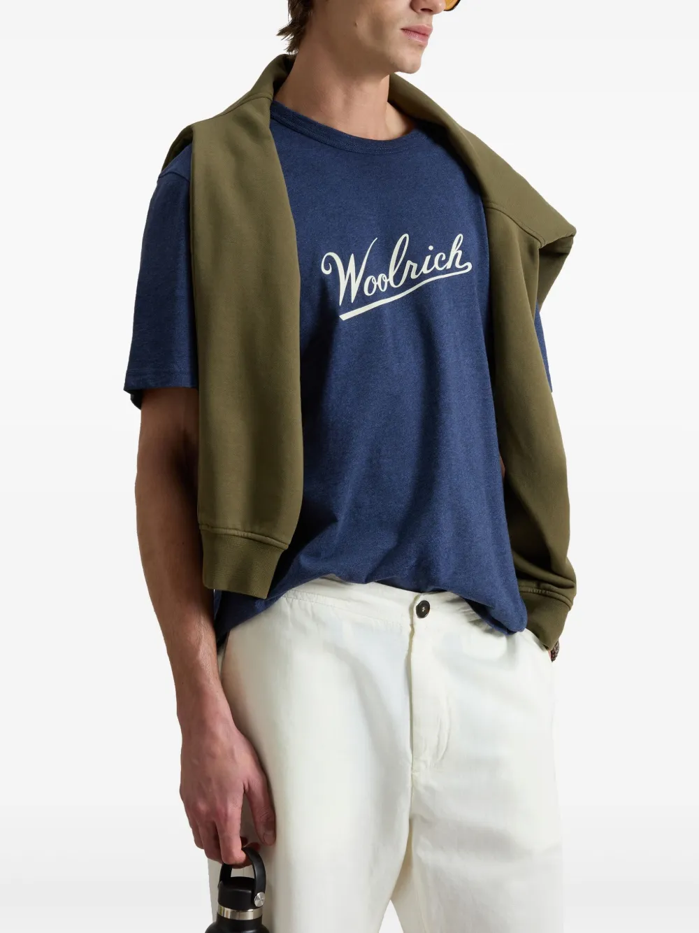Woolrich Mouline Jersey T-shirt Blauw