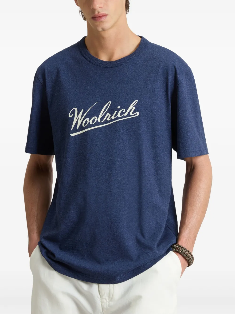 Woolrich Mouline Jersey T-shirt Blauw